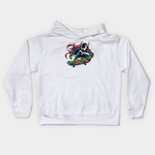 Revel in Rebellion: Whimsical Anti-Hero Skateboard Art Prints for an Edgy and Modern Ride! Kids Hoodie